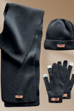 GiftRetail MO6651 - DENALI Set van 3 RPET winterartikelen - Zwart