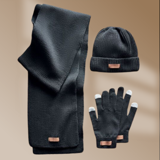 GiftRetail MO6651 - DENALI Set van 3 RPET winterartikelen - Zwart